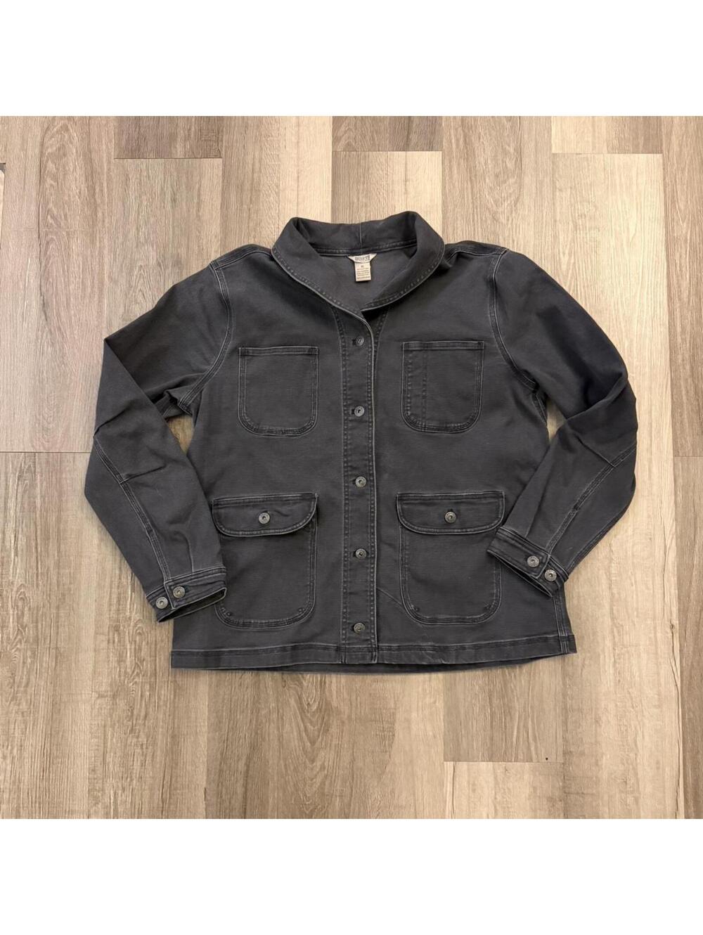 Duluth Black canvas chore like jacket button-up front multiple pockets size XL